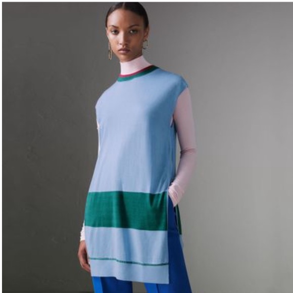 Burberry Tops - New Burberry Stripe Silk Cashmere Longline TankTop